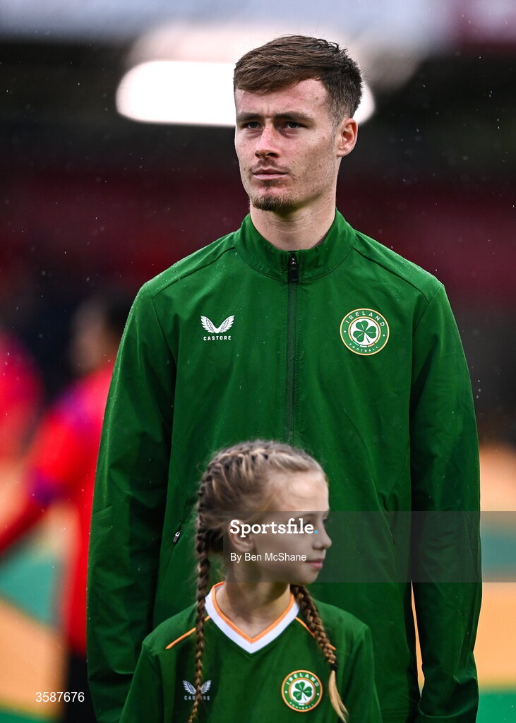 6 October 2026; Republic of Ireland goalkeeper Noah Jauny before the UEFA European U21 Championship qualifier match between the Republic of Ireland and England at Turner's Cross Stadium in Cork. Photo by Ben McShane/Sportsfile