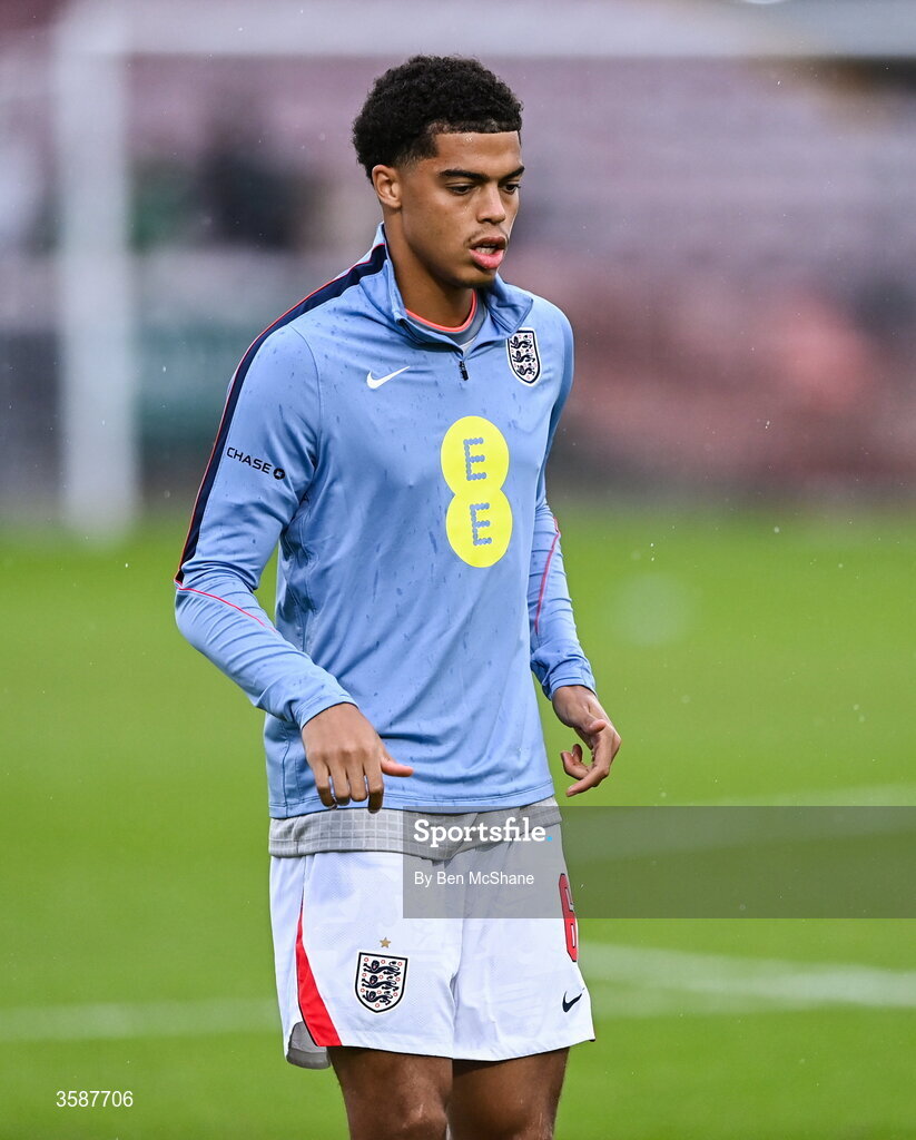 6 October 2026; Jahmai Simpson-Pusey of England before the UEFA European U21 Championship qualifier match between the Republic of Ireland and England at Turner's Cross Stadium in Cork. Photo by Ben McShane/Sportsfile
