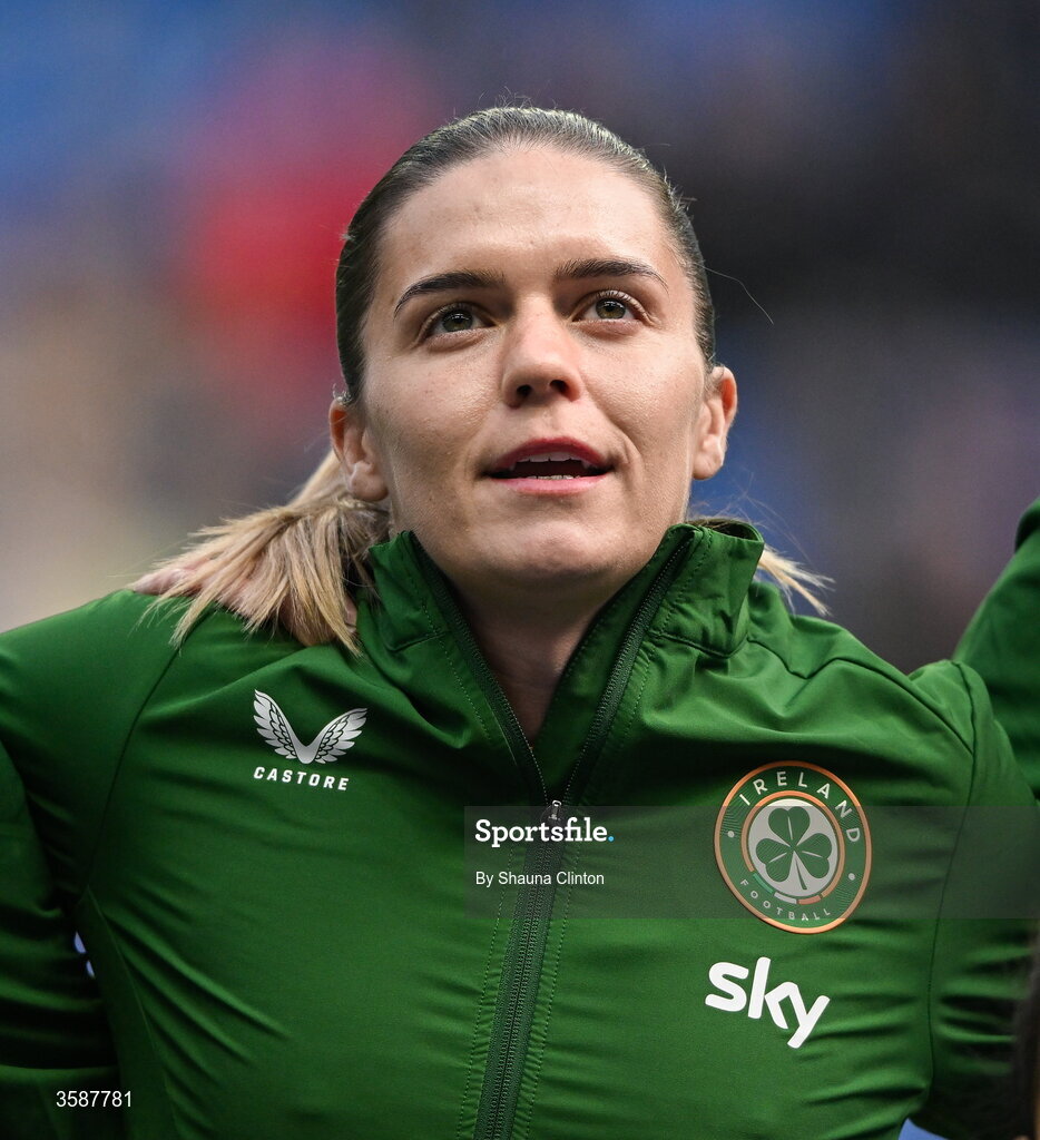 9 October 2026; Jamie Finn of Republic of Ireland before the 2027 FIFA Women’s World Cup qualifying round 1 play-off first leg match between Kazakhstan and the Republic of Ireland at Astana Arena in Kazakhstan. Photo by Shauna Clinton/Sportsfile