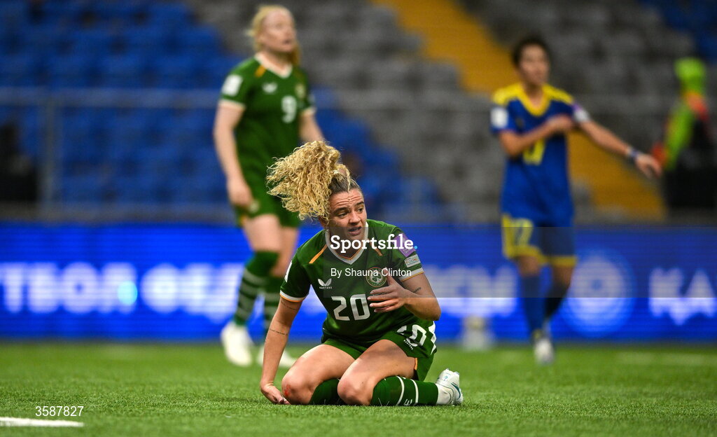 9 October 2026; Leanne Kiernan of Republic of Ireland during the 2027 FIFA Women’s World Cup qualifying round 1 play-off first leg match between Kazakhstan and the Republic of Ireland at Astana Arena in Kazakhstan. Photo by Shauna Clinton/Sportsfile