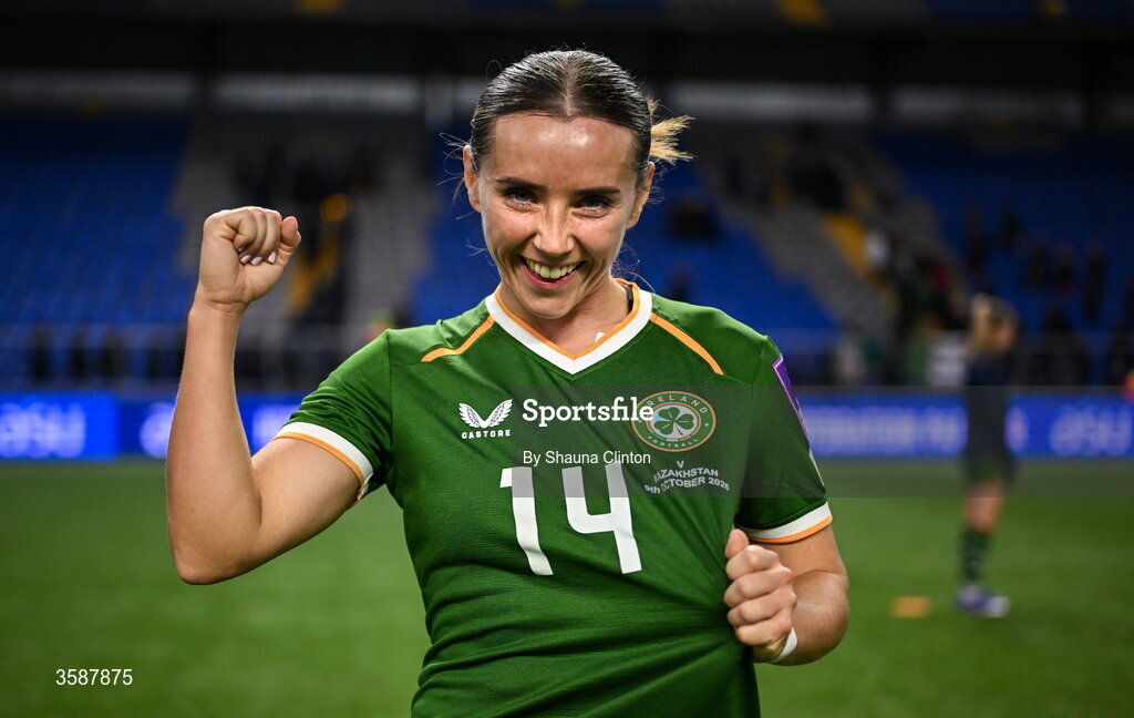 9 October 2026; Shanade Hopcroft of Republic of Ireland after the 2027 FIFA Women’s World Cup qualifying round 1 play-off first leg match between Kazakhstan and the Republic of Ireland at Astana Arena in Kazakhstan. Photo by Shauna Clinton/Sportsfile
