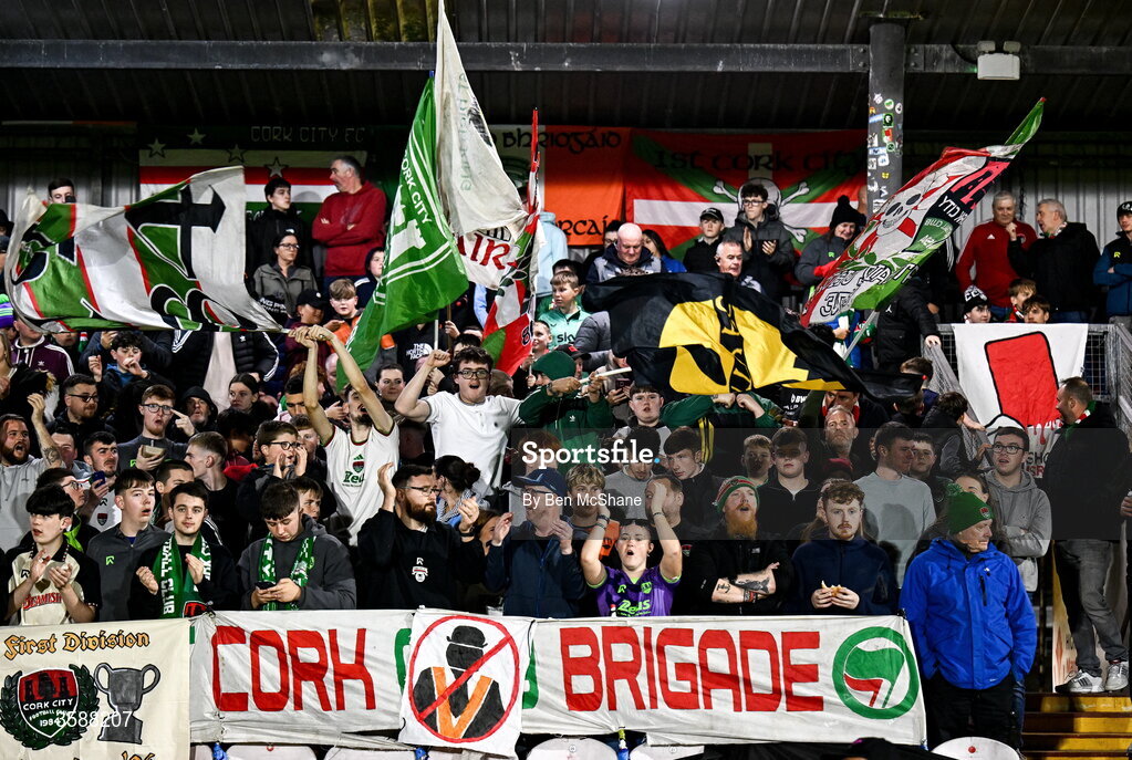 9 October 2026; Cork City supporters before the SSE Airtricity Men’s First Division match between Cork City and Finn Harps at Turner's Cross in Cork. Photo by Ben McShane/Sportsfile