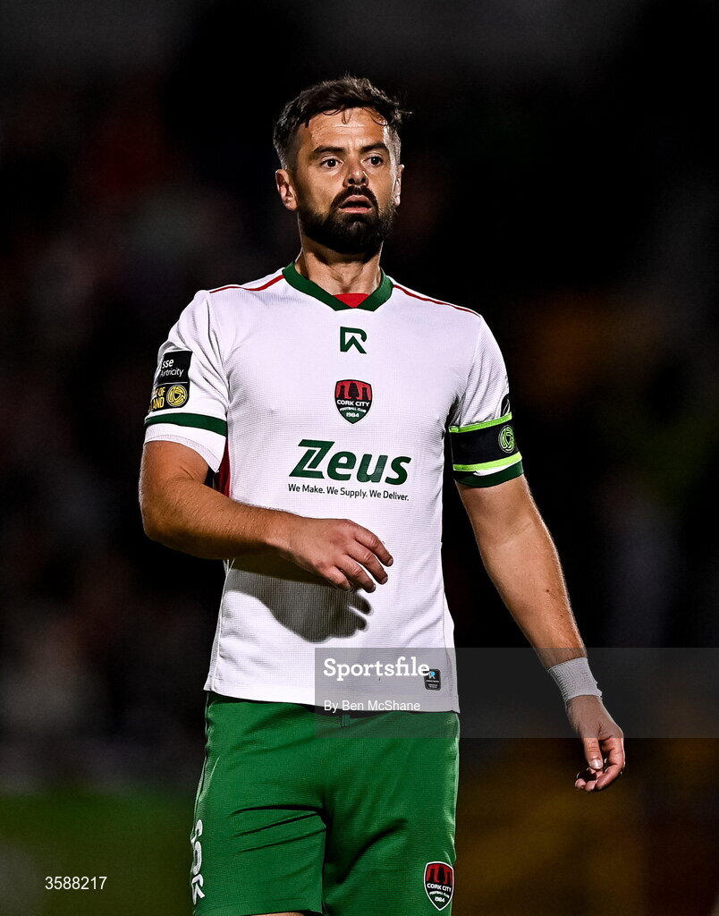 9 October 2026; Greg Bolger of Cork City during the SSE Airtricity Men’s First Division match between Cork City and Finn Harps at Turner's Cross in Cork. Photo by Ben McShane/Sportsfile