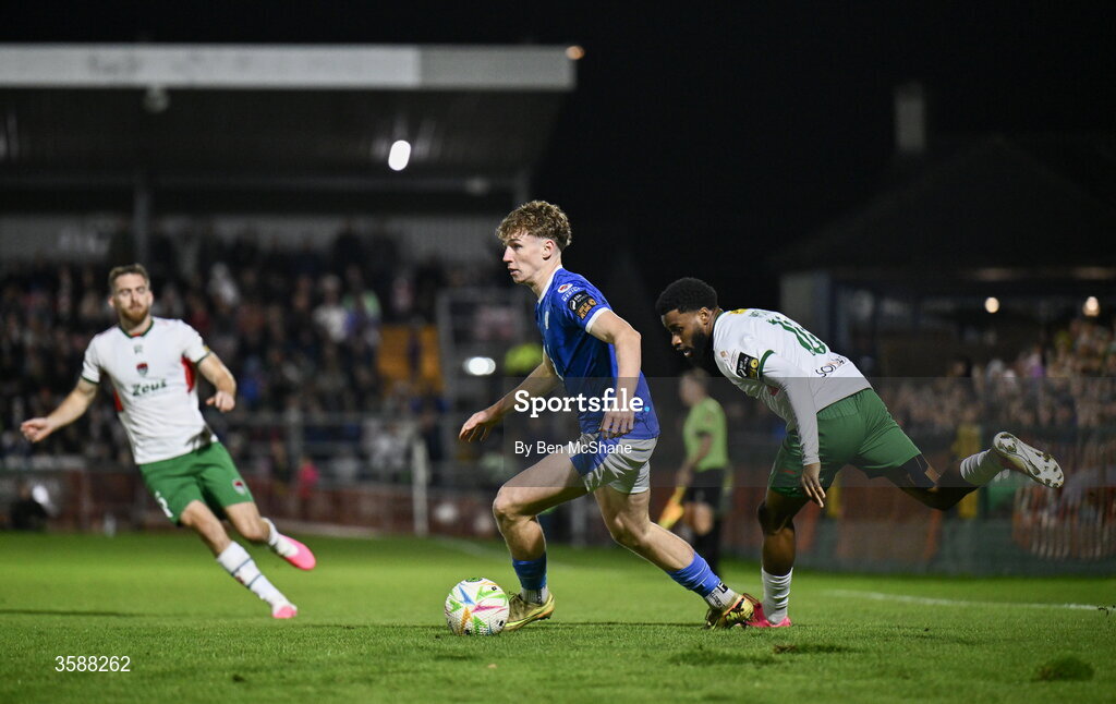 9 October 2026; Josh Cullen of Finn Harps in action against Hans Mpongo of Cork City during the SSE Airtricity Men’s First Division match between Cork City and Finn Harps at Turner's Cross in Cork. Photo by Ben McShane/Sportsfile