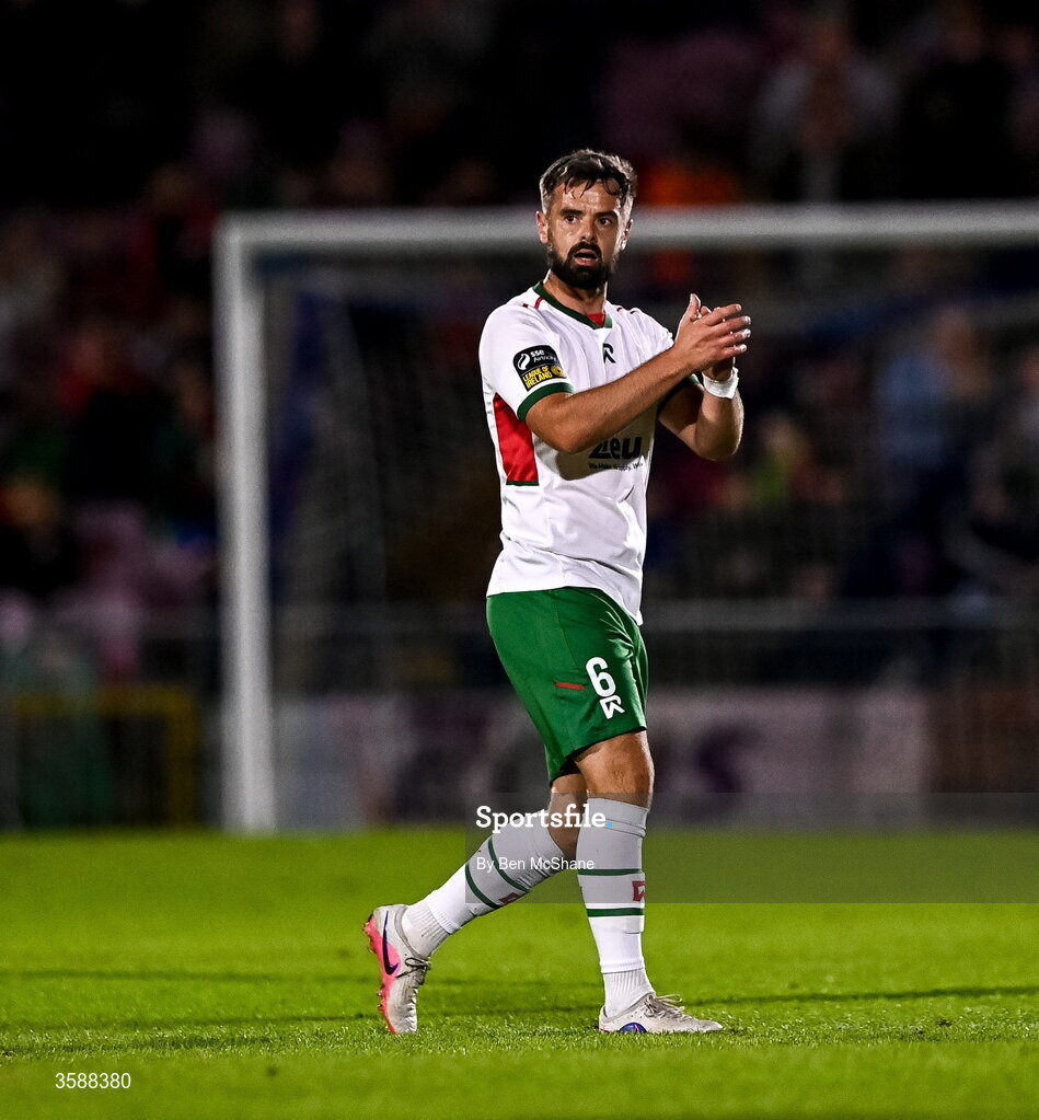 9 October 2026; Greg Bolger of Cork City acknowledges the supporters as he is substituted during the SSE Airtricity Men’s First Division match between Cork City and Finn Harps at Turner's Cross in Cork. Photo by Ben McShane/Sportsfile