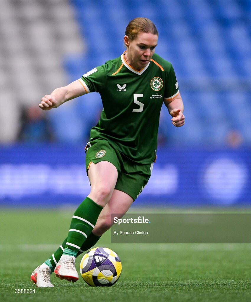 9 October 2026; Aoife Mannion of Republic of Ireland during the 2027 FIFA Women’s World Cup qualifying round 1 play-off first leg match between Kazakhstan and the Republic of Ireland at Astana Arena in Kazakhstan. Photo by Shauna Clinton/Sportsfile