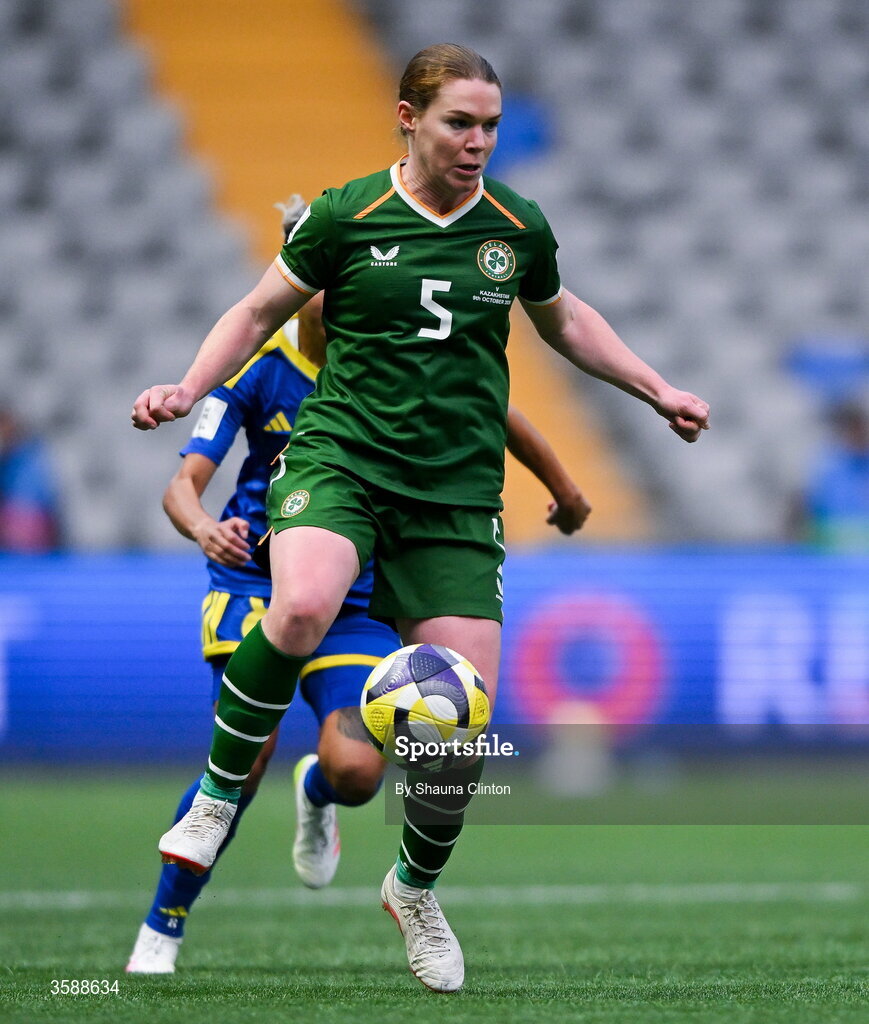 9 October 2026; Aoife Mannion of Republic of Ireland during the 2027 FIFA Women’s World Cup qualifying round 1 play-off first leg match between Kazakhstan and the Republic of Ireland at Astana Arena in Kazakhstan. Photo by Shauna Clinton/Sportsfile