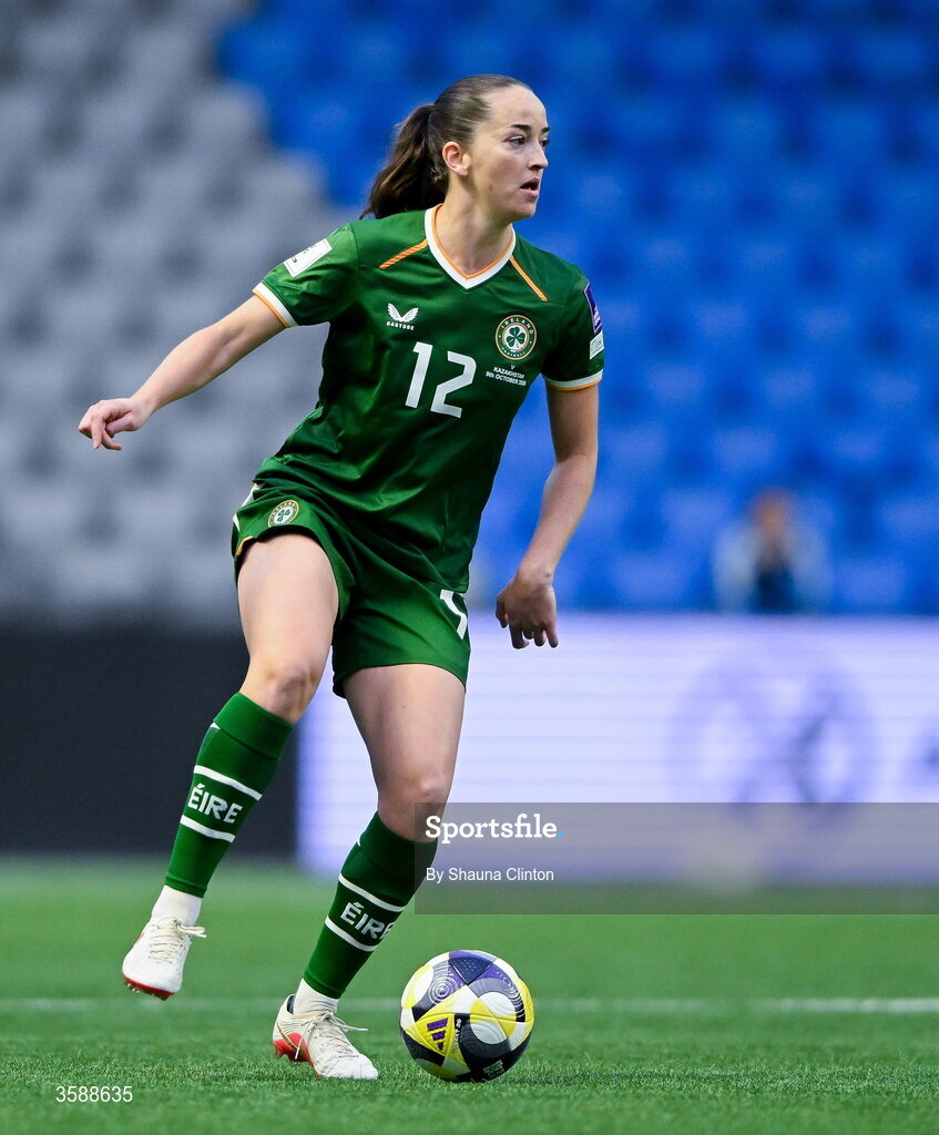 9 October 2026; Anna Patten of Republic of Ireland during the 2027 FIFA Women’s World Cup qualifying round 1 play-off first leg match between Kazakhstan and the Republic of Ireland at Astana Arena in Kazakhstan. Photo by Shauna Clinton/Sportsfile