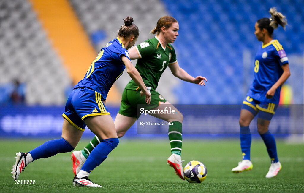 9 October 2026; Aoife Mannion of Republic of Ireland during the 2027 FIFA Women’s World Cup qualifying round 1 play-off first leg match between Kazakhstan and the Republic of Ireland at Astana Arena in Kazakhstan. Photo by Shauna Clinton/Sportsfile