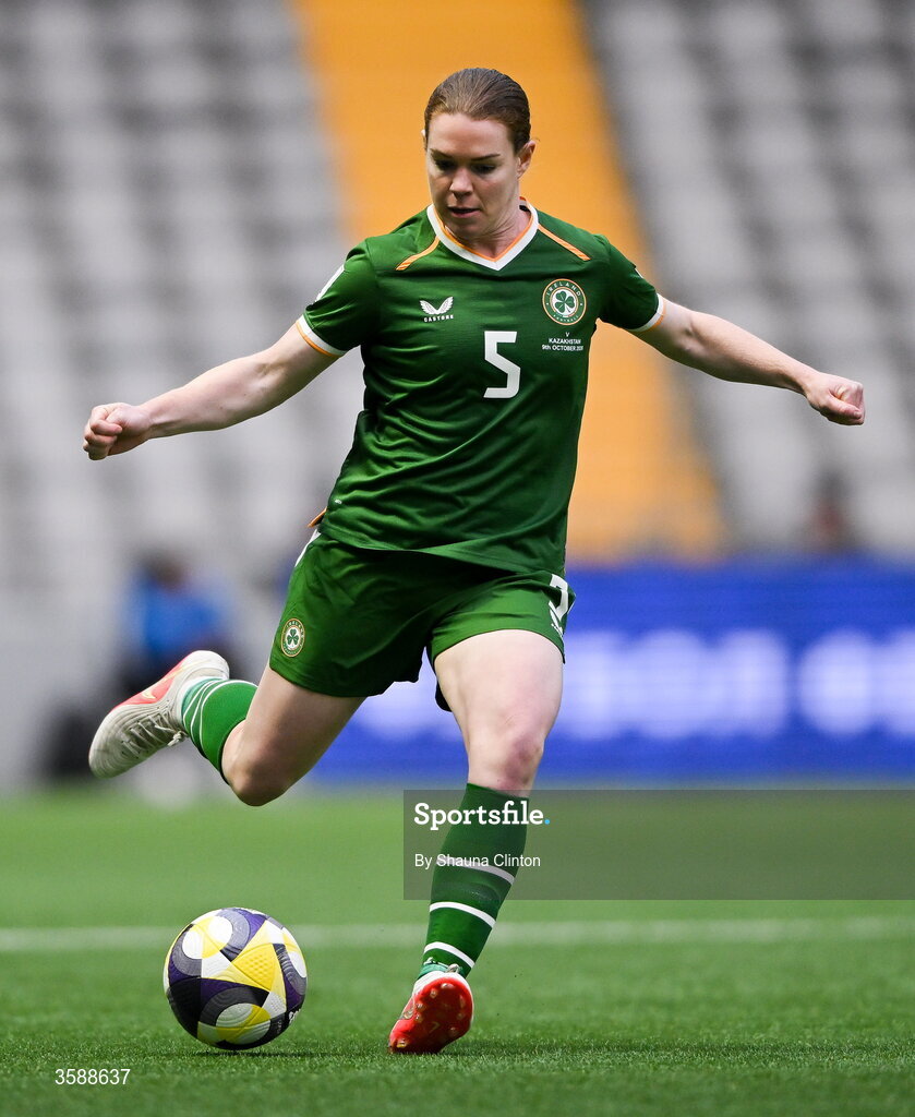 9 October 2026; Aoife Mannion of Republic of Ireland during the 2027 FIFA Women’s World Cup qualifying round 1 play-off first leg match between Kazakhstan and the Republic of Ireland at Astana Arena in Kazakhstan. Photo by Shauna Clinton/Sportsfile