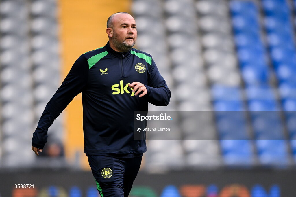 9 October 2026; Republic of Ireland assistant coach Stephen Neligan before the 2027 FIFA Women’s World Cup qualifying round 1 play-off first leg match between Kazakhstan and the Republic of Ireland at Astana Arena in Kazakhstan. Photo by Shauna Clinton/Sportsfile