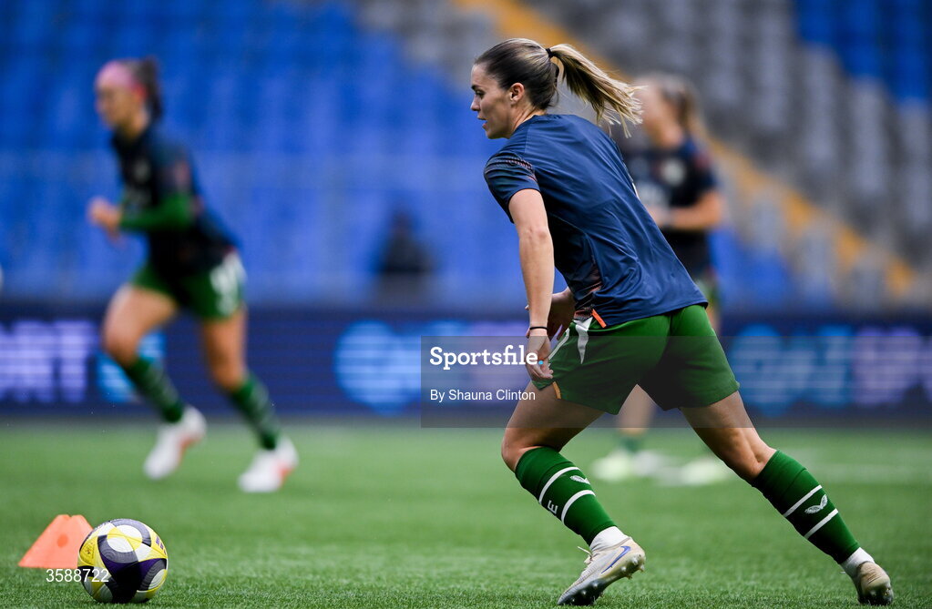 9 October 2026; Jamie Finn of Republic of Ireland before the 2027 FIFA Women’s World Cup qualifying round 1 play-off first leg match between Kazakhstan and the Republic of Ireland at Astana Arena in Kazakhstan. Photo by Shauna Clinton/Sportsfile