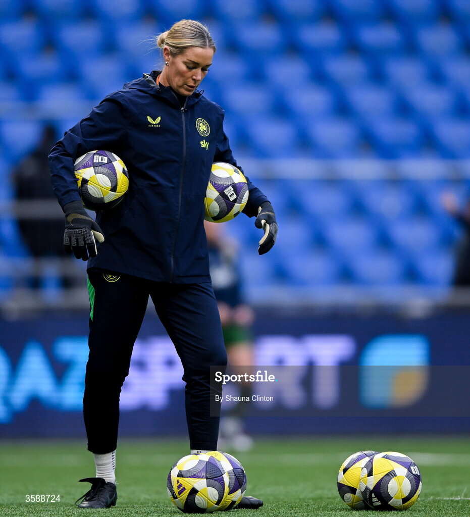 9 October 2026; Republic of Ireland goalkeeping coach Emma Byrne before the 2027 FIFA Women’s World Cup qualifying round 1 play-off first leg match between Kazakhstan and the Republic of Ireland at Astana Arena in Kazakhstan. Photo by Shauna Clinton/Sportsfile