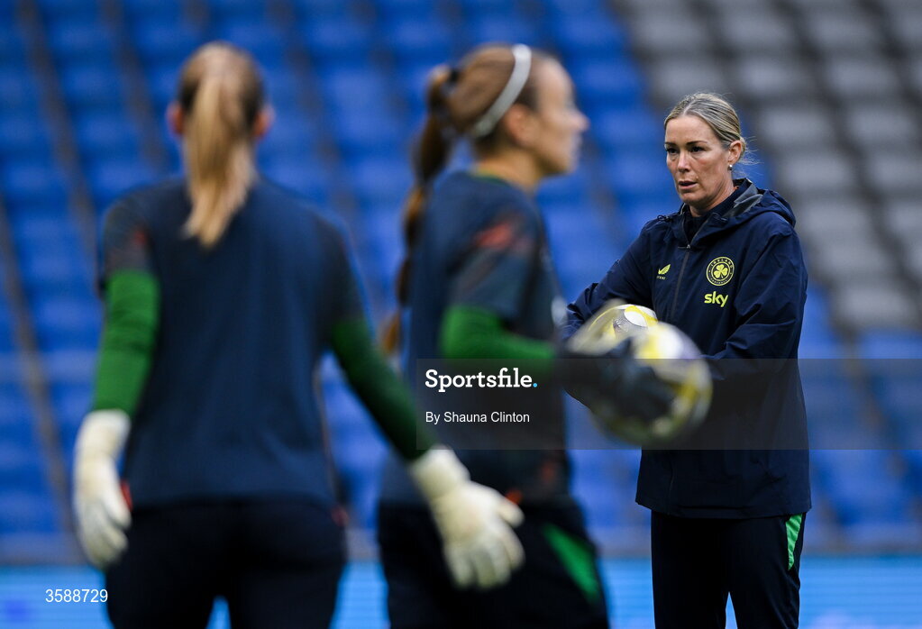 9 October 2026; Republic of Ireland goalkeeping coach Emma Byrne before the 2027 FIFA Women’s World Cup qualifying round 1 play-off first leg match between Kazakhstan and the Republic of Ireland at Astana Arena in Kazakhstan. Photo by Shauna Clinton/Sportsfile