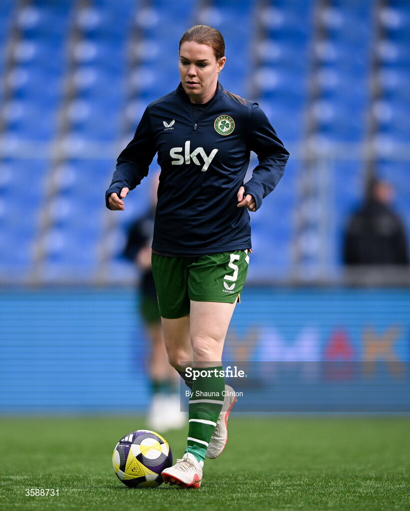 9 October 2026; Aoife Mannion of Republic of Ireland before the 2027 FIFA Women’s World Cup qualifying round 1 play-off first leg match between Kazakhstan and the Republic of Ireland at Astana Arena in Kazakhstan. Photo by Shauna Clinton/Sportsfile
