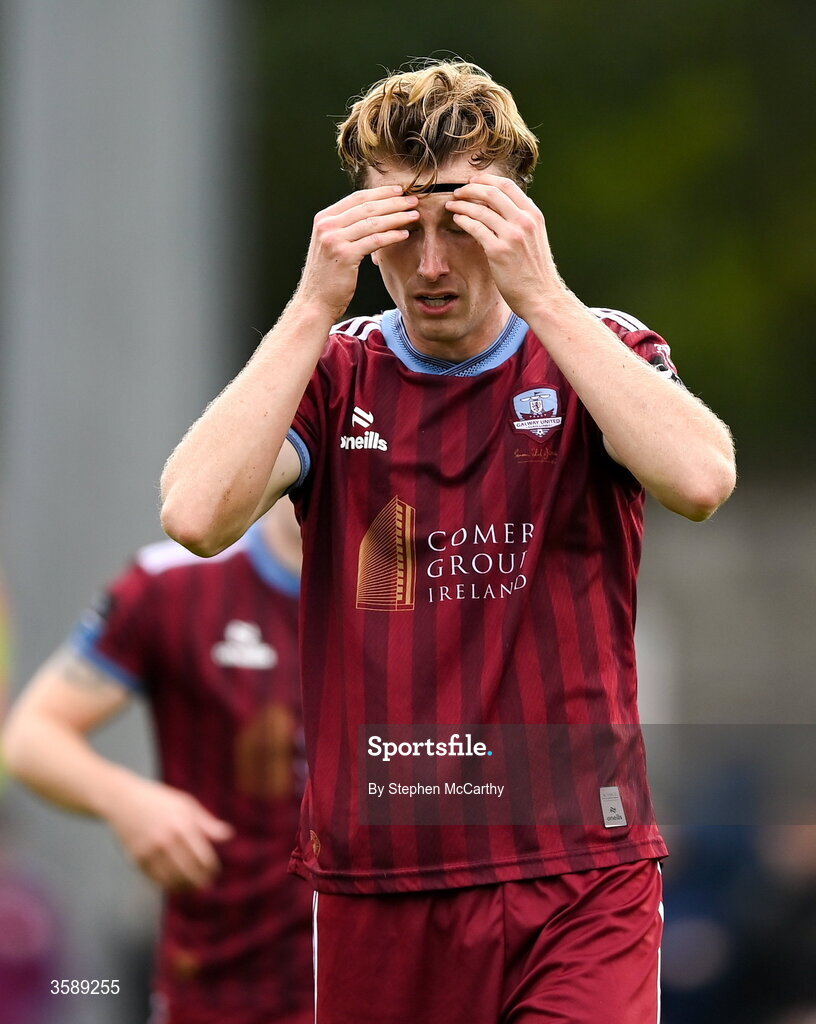 10 October 2026; David Hurley of Galway United reacts during the Club Orange Men's FAI Cup semi-final match between Galway and Derry City at Eamonn Deacy Park in Galway. Photo by Stephen McCarthy/Sportsfile