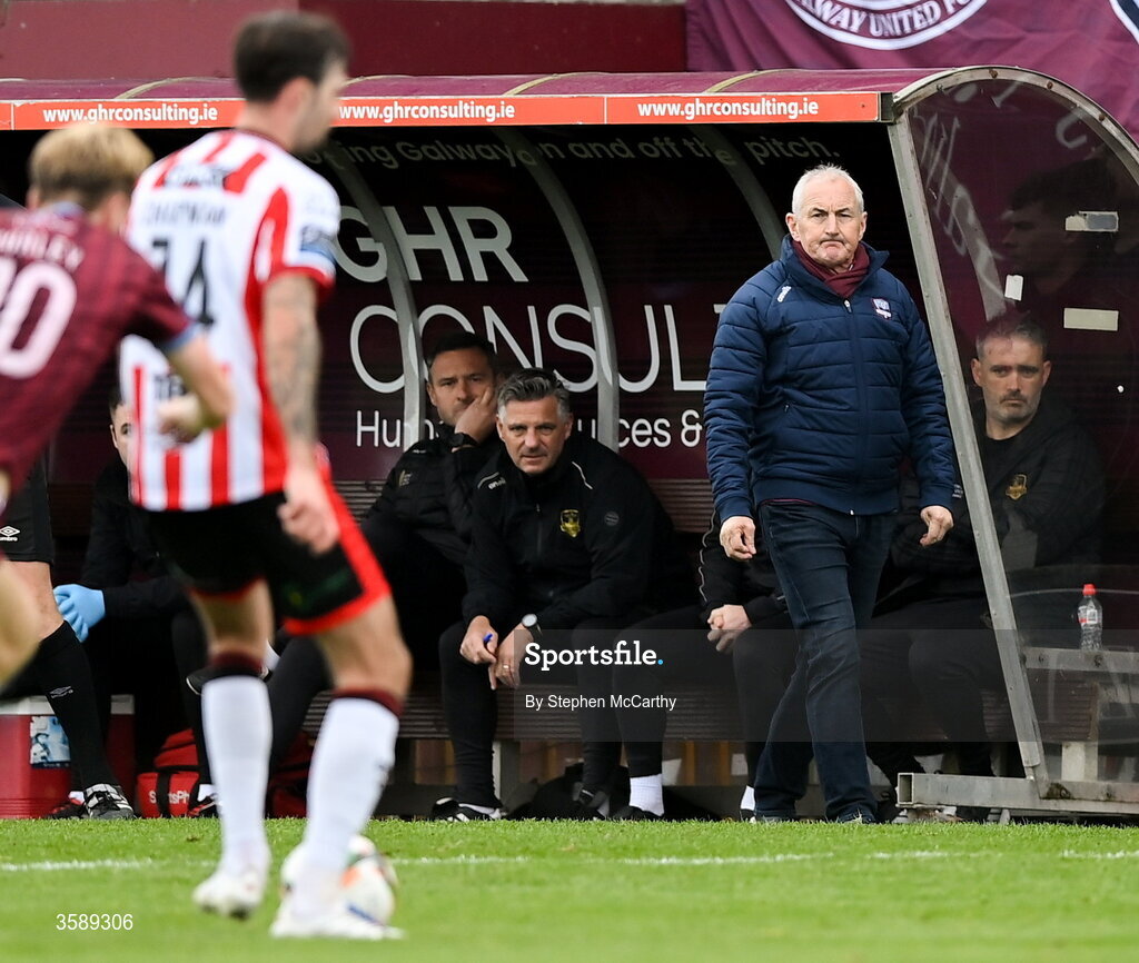 10 October 2026; Galway United manager John Caulfield during the Club Orange Men's FAI Cup semi-final match between Galway and Derry City at Eamonn Deacy Park in Galway. Photo by Stephen McCarthy/Sportsfile