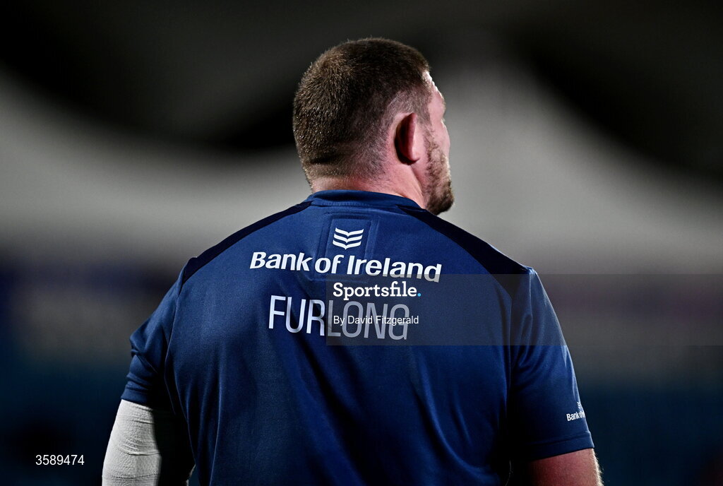 10 October 2026; Tadhg Furlong of Leinster warms up before the United Rugby Championship match between Leinster and Cardiff at the Laya Arena in Dublin. Photo by David Fitzgerald/Sportsfile
