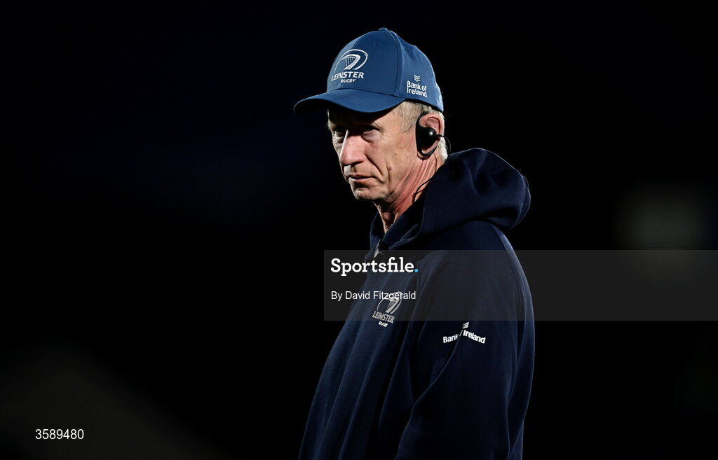 10 October 2026; Leinster head coach Leo Cullen before the United Rugby Championship match between Leinster and Cardiff at the Laya Arena in Dublin. Photo by David Fitzgerald/Sportsfile