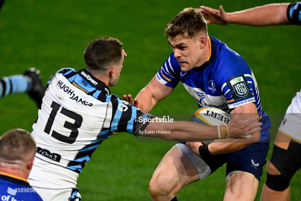 10 October 2026; YYYY in action against YYYY during the United Rugby Championship match between Leinster and Cardiff at the Laya Arena in Dublin. Photo by Eakin Howard/Sportsfile