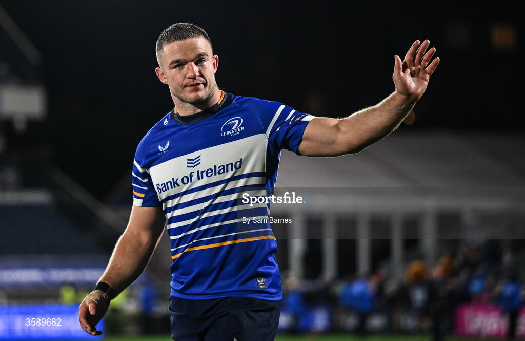 10 October 2026; Scott Penny of Leinster after his side's victory in the United Rugby Championship match between Leinster and Cardiff at the Laya Arena in Dublin. Photo by Sam Barnes/Sportsfile