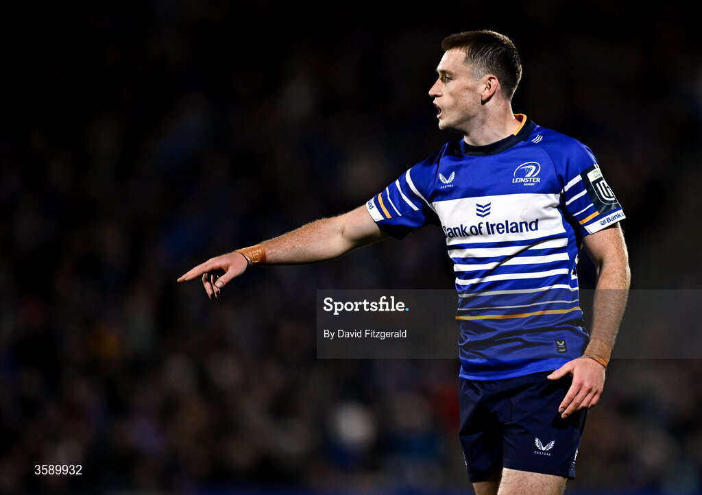 10 October 2026; Oliver Coffey of Leinster during the United Rugby Championship match between Leinster and Cardiff at the Laya Arena in Dublin. Photo by David Fitzgerald/Sportsfile