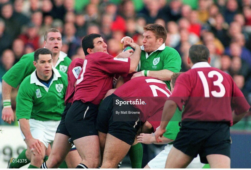 14 November 1998; Eric Miller, Ireland, in action against Georgia. Rugby World Cup Qualifier, Ireland v Georgia, Lansdowne Road, Dublin. Picture credit: Matt Browne / SPORTSFILE