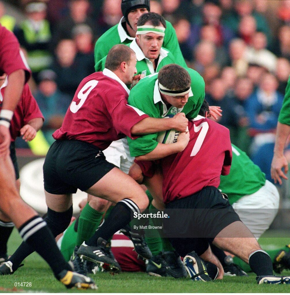 14 November 1998; Paul Wallace, Ireland, in action against Chavleg Djanalidze, Georgia. Rugby World Cup Qualifier, Ireland v Georgia, Lansdowne Road, Dublin. Picture credit: Matt Browne / SPORTSFILE
