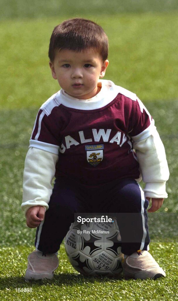 21 January 2005; Twenty month old Ciaran Delaney, from Hong Kong, relaxes before team training in advance of the 2004 Vodafone All-Stars Exhibition Game, 2003 Vodafone All-Stars v 2004 Vodafone All-Stars, Hong Kong Football Club, Hong Kong. Picture credit; Ray McManus / SPORTSFILE