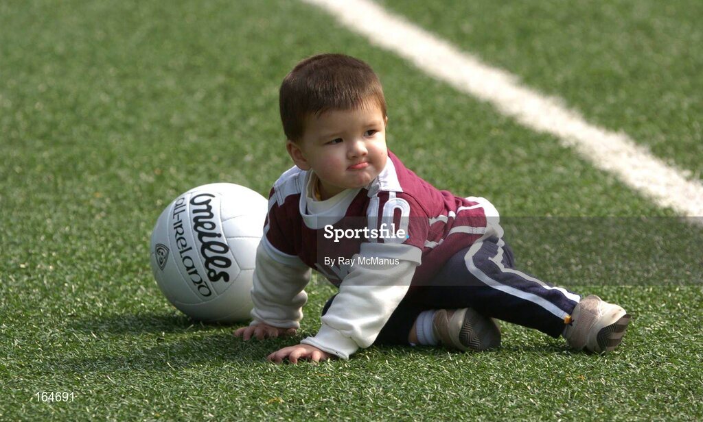 21 January 2005; Twenty month old Ciaran Delaney, from Hong Kong, relaxes before team training in advance of the 2004 Vodafone All-Stars Exhibition Game, 2003 Vodafone All-Stars v 2004 Vodafone All-Stars, Hong Kong Football Club, Hong Kong. Picture credit; Ray McManus / SPORTSFILE