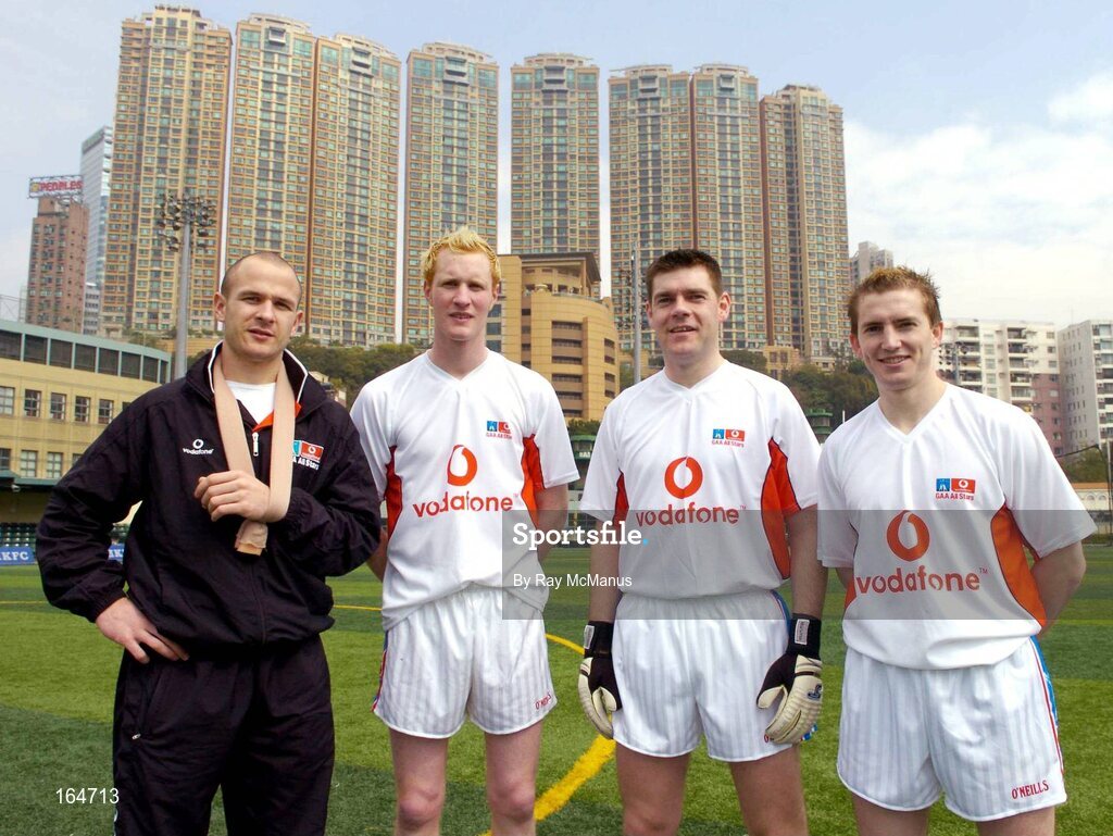 21 January 2005; Laois players, from left, Tom Kelly, Padraig Clancy, Fergal Byron and Joe Higgins after training in advance of the  2004 Vodafone All-Stars Exhibition Game, 2003 Vodafone All-Stars v 2004 Vodafone All-Stars, Hong Kong Football Club, Hong Kong, China. Picture credit; Ray McManus / SPORTSFILE