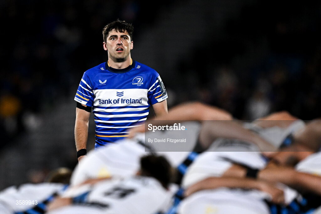 10 October 2026; Jimmy O’Brien of Leinster during the United Rugby Championship match between Leinster and Cardiff at the Laya Arena in Dublin. Photo by David Fitzgerald/Sportsfile