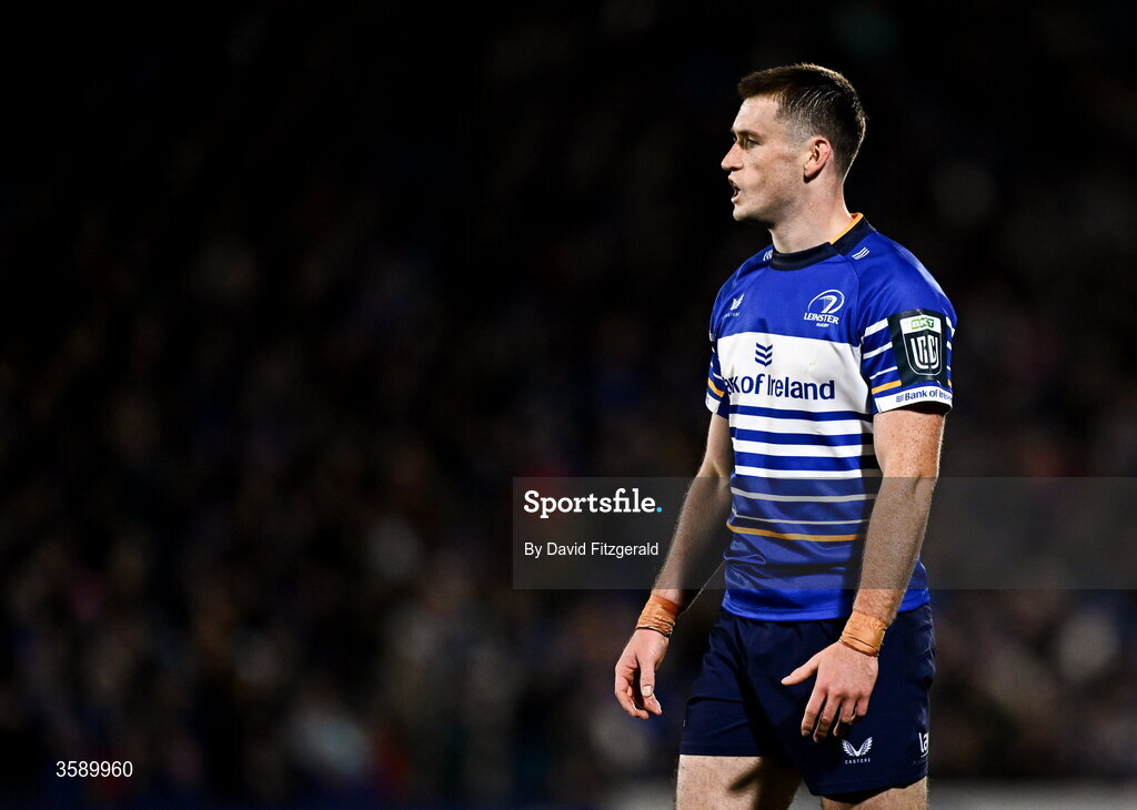 10 October 2026; Oliver Coffey of Leinster during the United Rugby Championship match between Leinster and Cardiff at the Laya Arena in Dublin. Photo by David Fitzgerald/Sportsfile