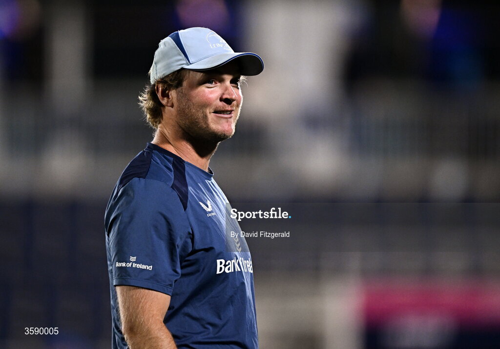 10 October 2026; Leinster assistant coach Tyler Bleyendaal before the United Rugby Championship match between Leinster and Cardiff at the Laya Arena in Dublin. Photo by David Fitzgerald/Sportsfile