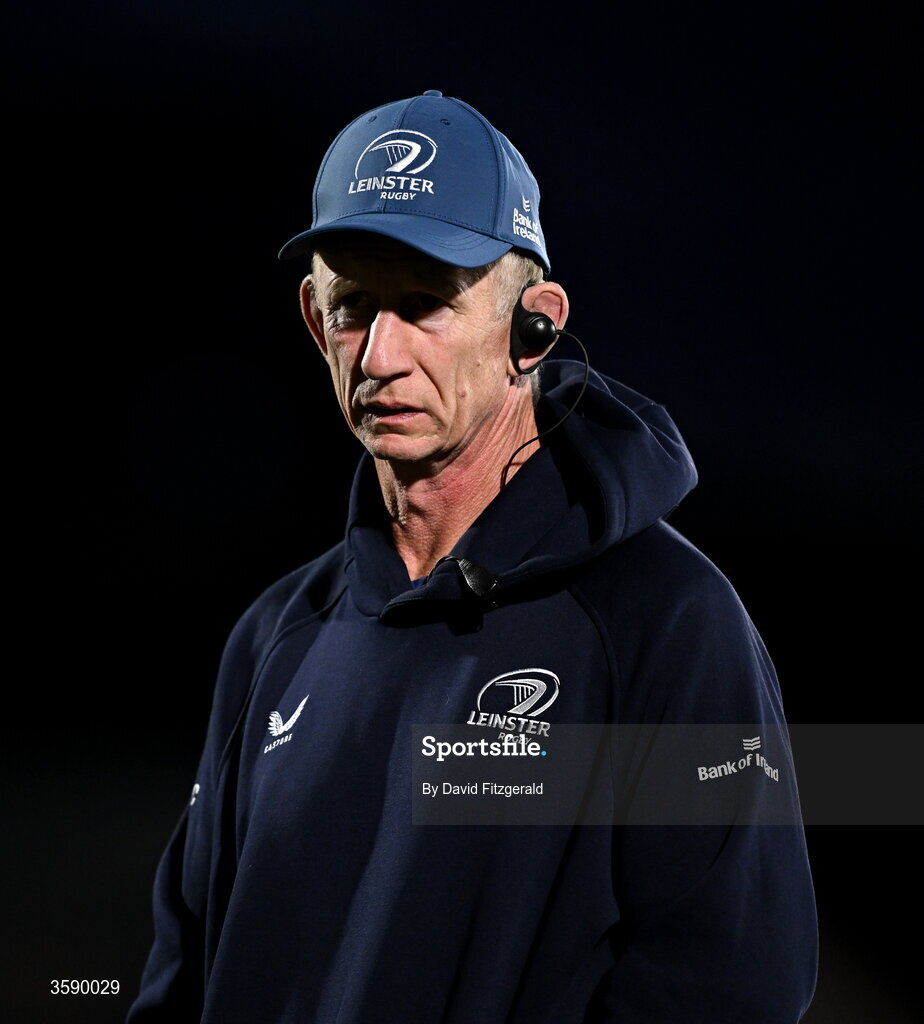 10 October 2026; Leinster head coach Leo Cullen before the United Rugby Championship match between Leinster and Cardiff at the Laya Arena in Dublin. Photo by David Fitzgerald/Sportsfile