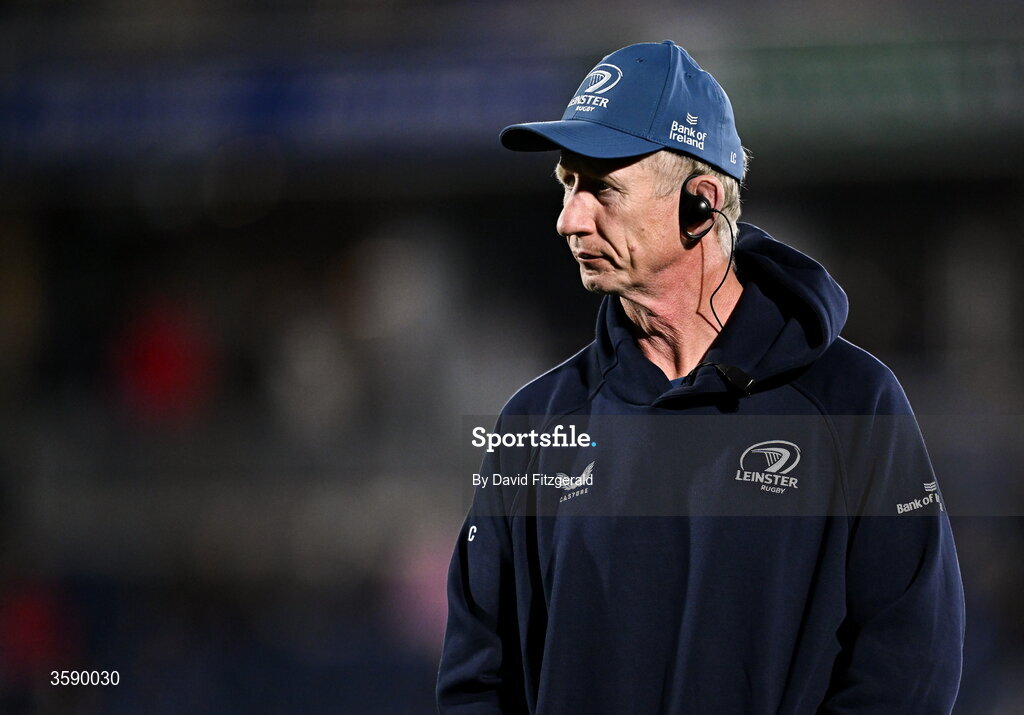 10 October 2026; Leinster head coach Leo Cullen before the United Rugby Championship match between Leinster and Cardiff at the Laya Arena in Dublin. Photo by David Fitzgerald/Sportsfile