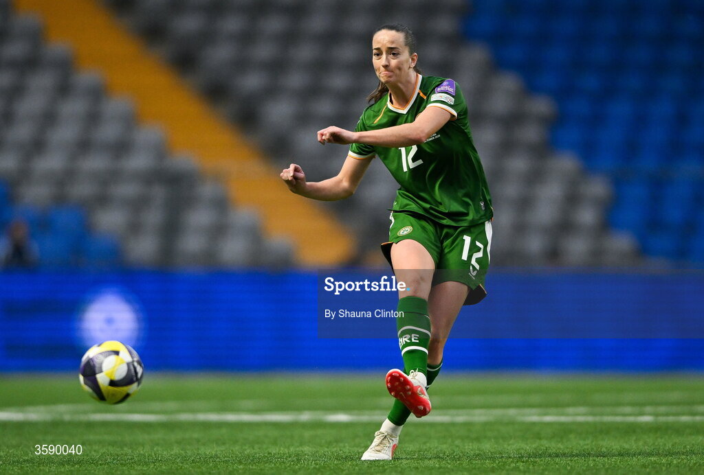 9 October 2026; Anna Patten of Republic of Ireland during the 2027 FIFA Women’s World Cup qualifying round 1 play-off first leg match between Kazakhstan and the Republic of Ireland at Astana Arena in Kazakhstan. Photo by Shauna Clinton/Sportsfile