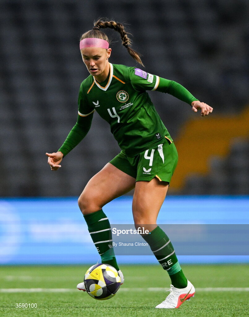 9 October 2026; Caitlin Hayes of Republic of Ireland during the 2027 FIFA Women’s World Cup qualifying round 1 play-off first leg match between Kazakhstan and the Republic of Ireland at Astana Arena in Kazakhstan. Photo by Shauna Clinton/Sportsfile