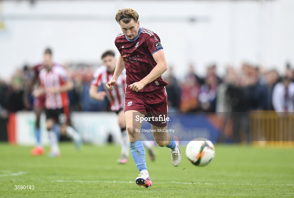 10 October 2026; David Hurley of Galway United during the Club Orange Men's FAI Cup semi-final match between Galway and Derry City at Eamonn Deacy Park in Galway. Photo by Stephen McCarthy/Sportsfile