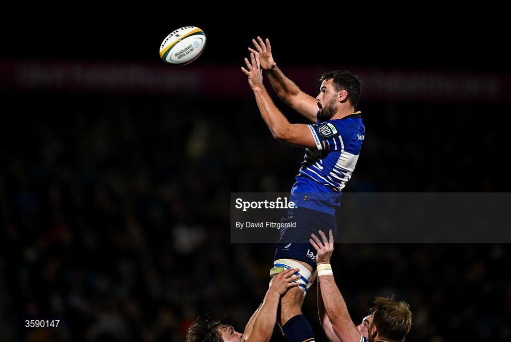 10 October 2026; Max Deegan of Leinster during the United Rugby Championship match between Leinster and Cardiff at the Laya Arena in Dublin. Photo by David Fitzgerald/Sportsfile