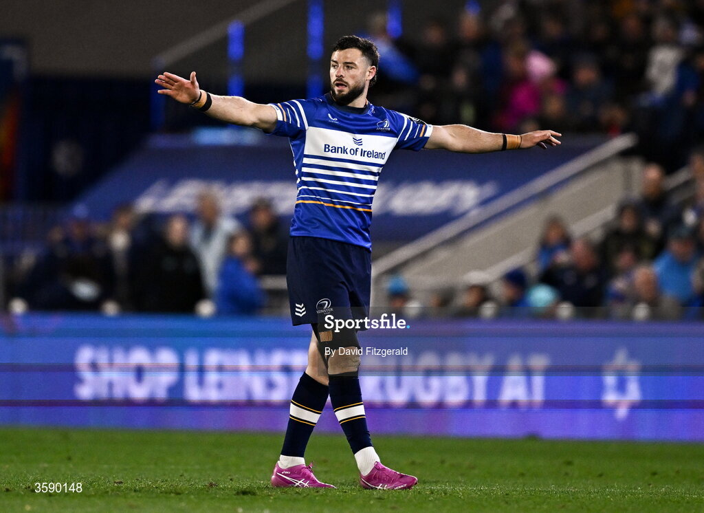 10 October 2026; Robbie Henshaw of Leinster during the United Rugby Championship match between Leinster and Cardiff at the Laya Arena in Dublin. Photo by David Fitzgerald/Sportsfile