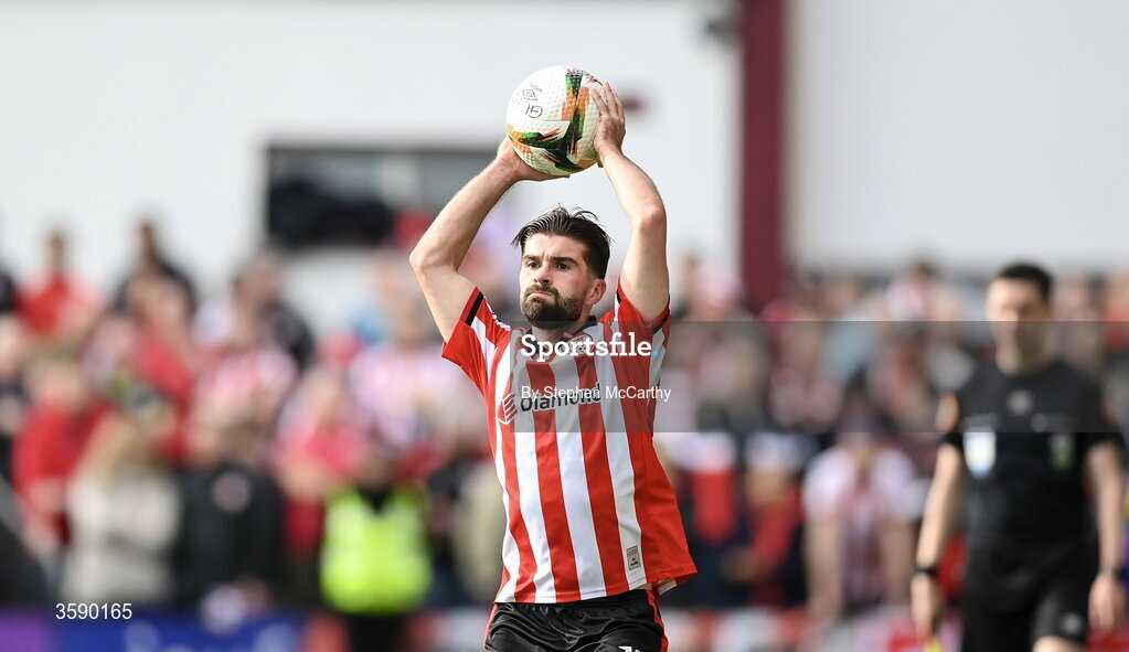 10 October 2026; Brandon Fleming of Derry City during the Club Orange Men's FAI Cup semi-final match between Galway and Derry City at Eamonn Deacy Park in Galway. Photo by Stephen McCarthy/Sportsfile
