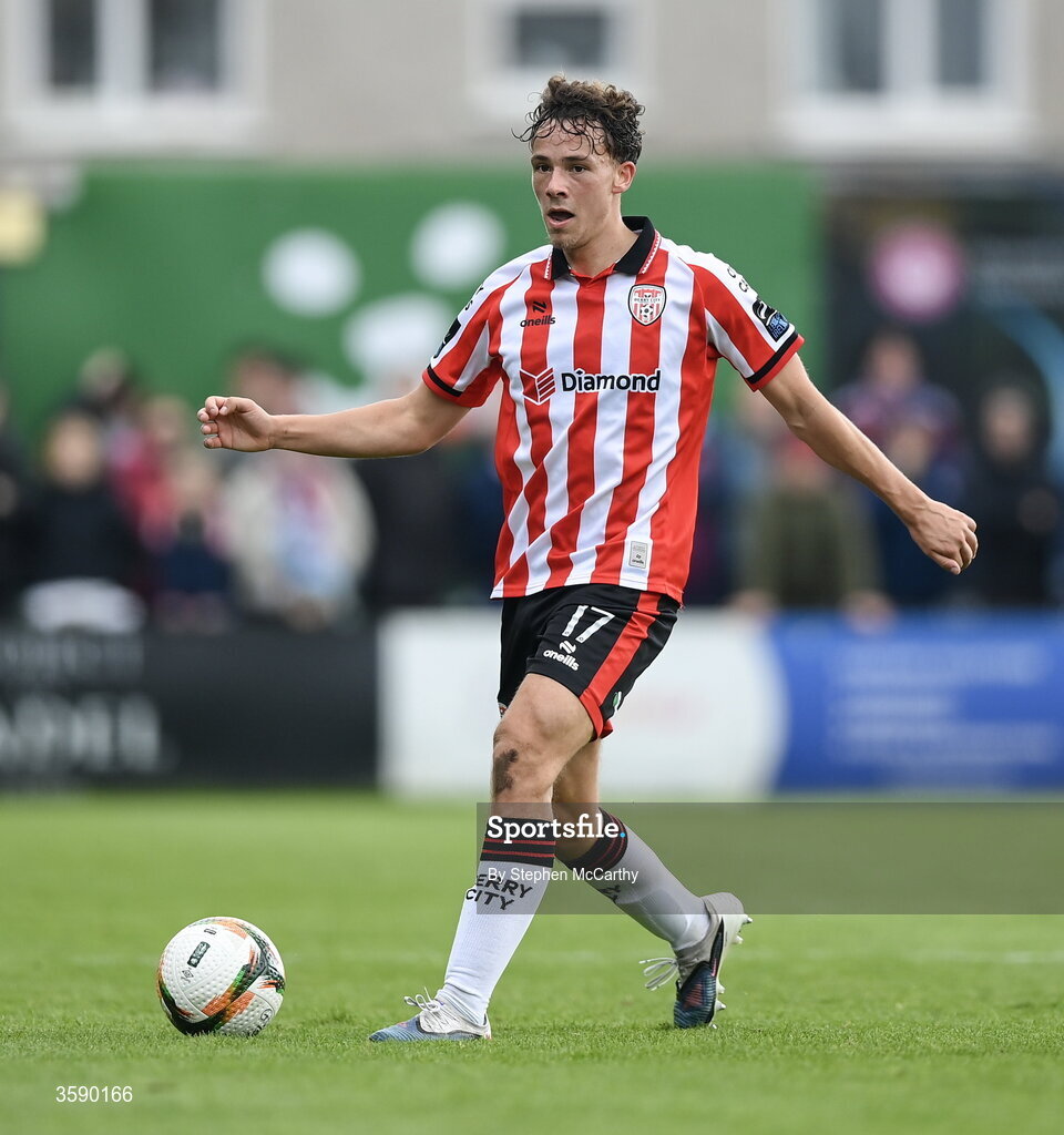 10 October 2026; Nick Twisk of Derry City during the Club Orange Men's FAI Cup semi-final match between Galway and Derry City at Eamonn Deacy Park in Galway. Photo by Stephen McCarthy/Sportsfile