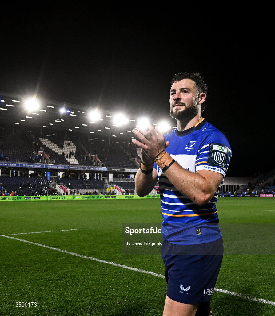 10 October 2026; Robbie Henshaw of Leinster after the United Rugby Championship match between Leinster and Cardiff at the Laya Arena in Dublin. Photo by David Fitzgerald/Sportsfile