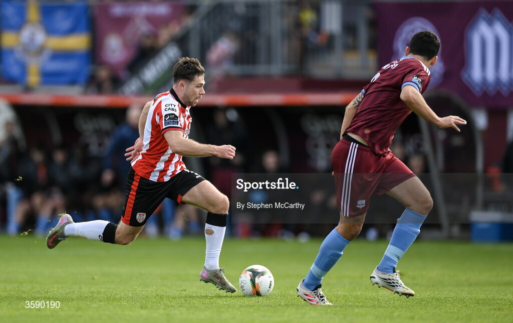 10 October 2026; Adam O'Reilly of Derry City during the Club Orange Men's FAI Cup semi-final match between Galway and Derry City at Eamonn Deacy Park in Galway. Photo by Stephen McCarthy/Sportsfile