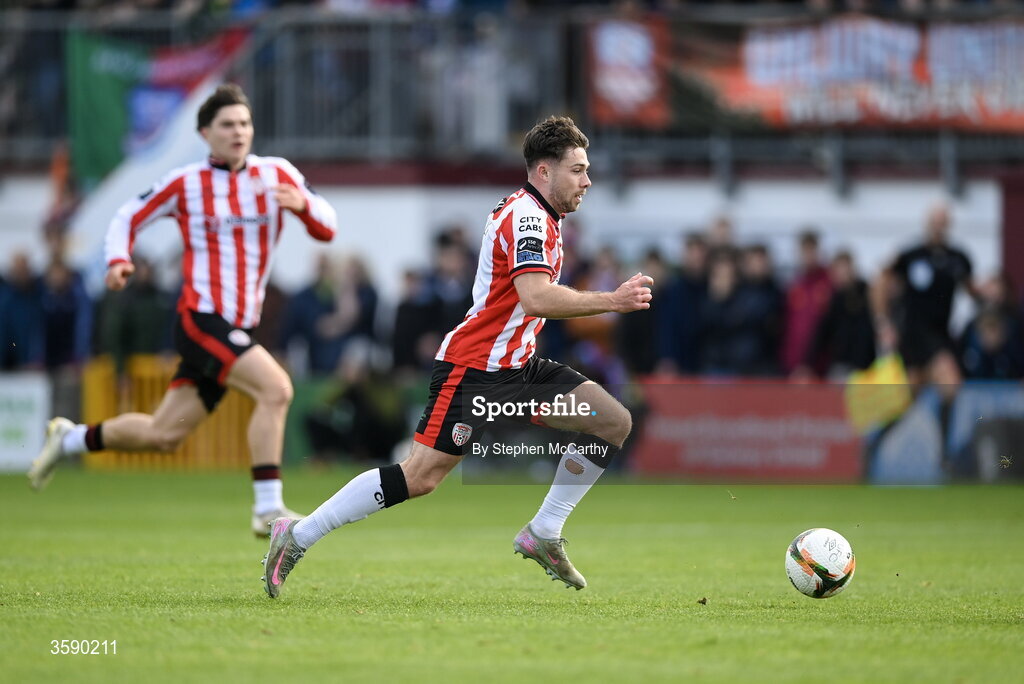 10 October 2026; Adam O'Reilly of Derry City during the Club Orange Men's FAI Cup semi-final match between Galway and Derry City at Eamonn Deacy Park in Galway. Photo by Stephen McCarthy/Sportsfile