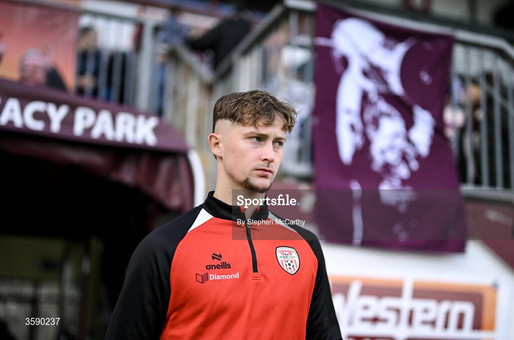 10 October 2026; Jamie Stott of Derry City before the Club Orange Men's FAI Cup semi-final match between Galway and Derry City at Eamonn Deacy Park in Galway. Photo by Stephen McCarthy/Sportsfile