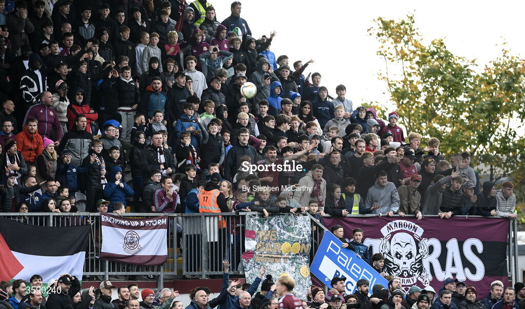 10 October 2026; Galway United supporters during the Club Orange Men's FAI Cup semi-final match between Galway and Derry City at Eamonn Deacy Park in Galway. Photo by Stephen McCarthy/Sportsfile