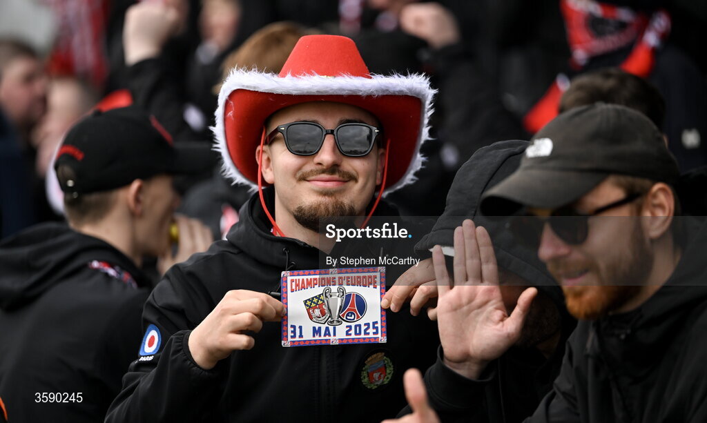 10 October 2026; Derry City supporters before the Club Orange Men's FAI Cup semi-final match between Galway and Derry City at Eamonn Deacy Park in Galway. Photo by Stephen McCarthy/Sportsfile