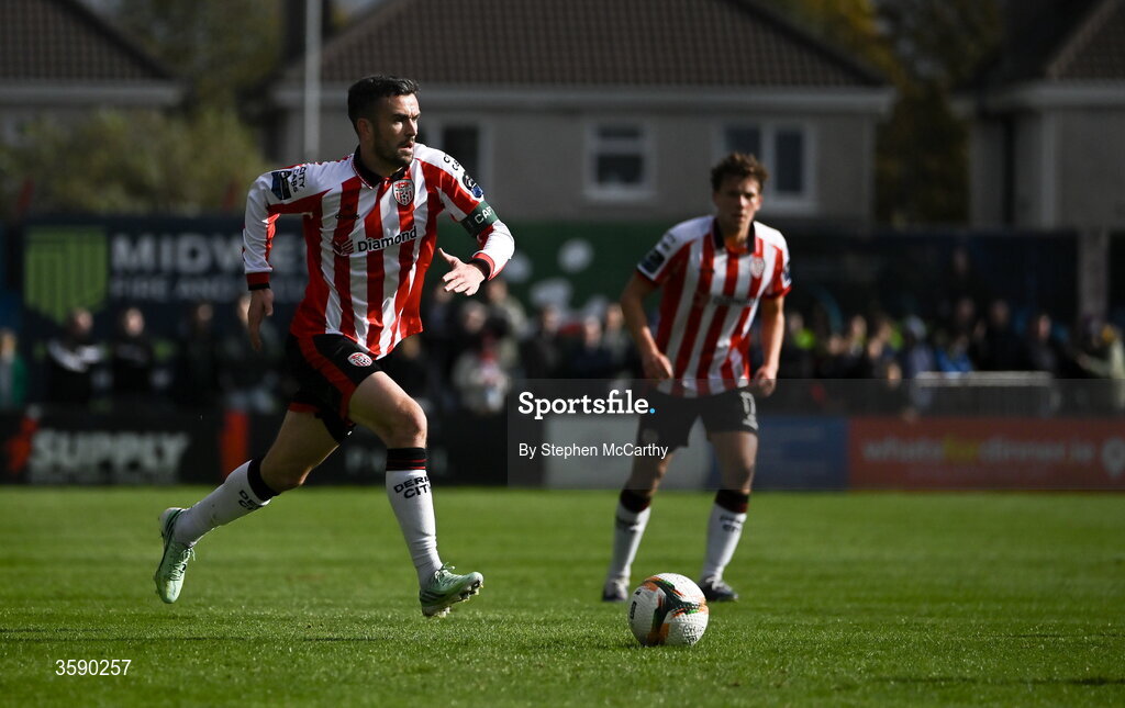 10 October 2026; Michael Duffy of Derry City during the Club Orange Men's FAI Cup semi-final match between Galway and Derry City at Eamonn Deacy Park in Galway. Photo by Stephen McCarthy/Sportsfile